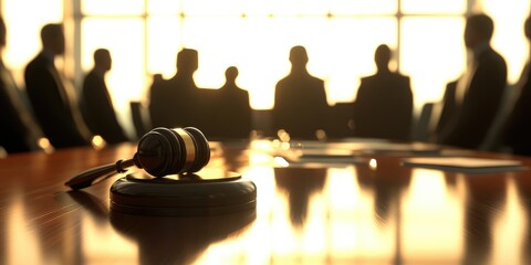 Meeting in progress; gavel on a table