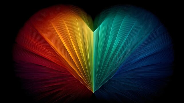 Heart radiating love with a rainbow flag design during Pride month celebrating diversity and LGBTQ+ community joy