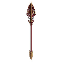 Elegant Arrow with a Calligraphic Design in Burgundy Isolated on Transparent Background