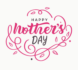 Obraz premium Happy Mother's Day Pink Floral Lettering Design