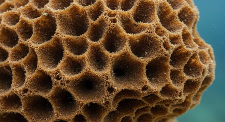 Intricate Texture of a Brown Marine Sponge Close-Up Macro Photography
