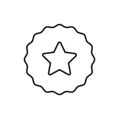 Award Badge With Star Line Icon. Achievement Recognition, Quality Assurance, And Excellence Certification Outline Symbol. Merit And Honor. Editable Stroke. Isolated Vector Illustration
