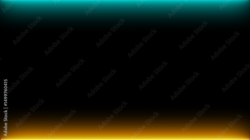 Poster abstract modern background featuring gradients of turquoise and orange neon light with a central bla
