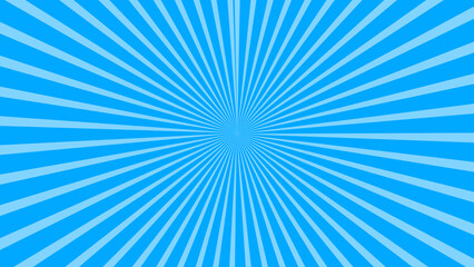 Blue comic book style sunburst or explosion background with converging lines in light and dark blue colors for creative designs