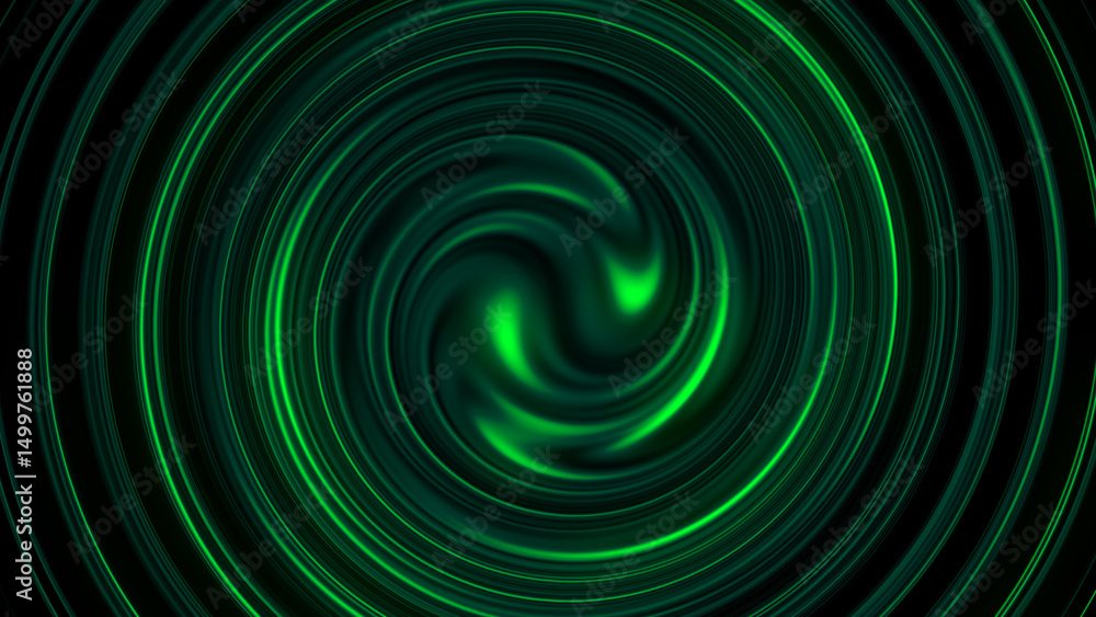 Poster abstract green swirling vortex with concentric circular lines and a mesmerizing gradient effect crea