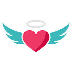 Romantic Heart Wings  Vector Illustration
