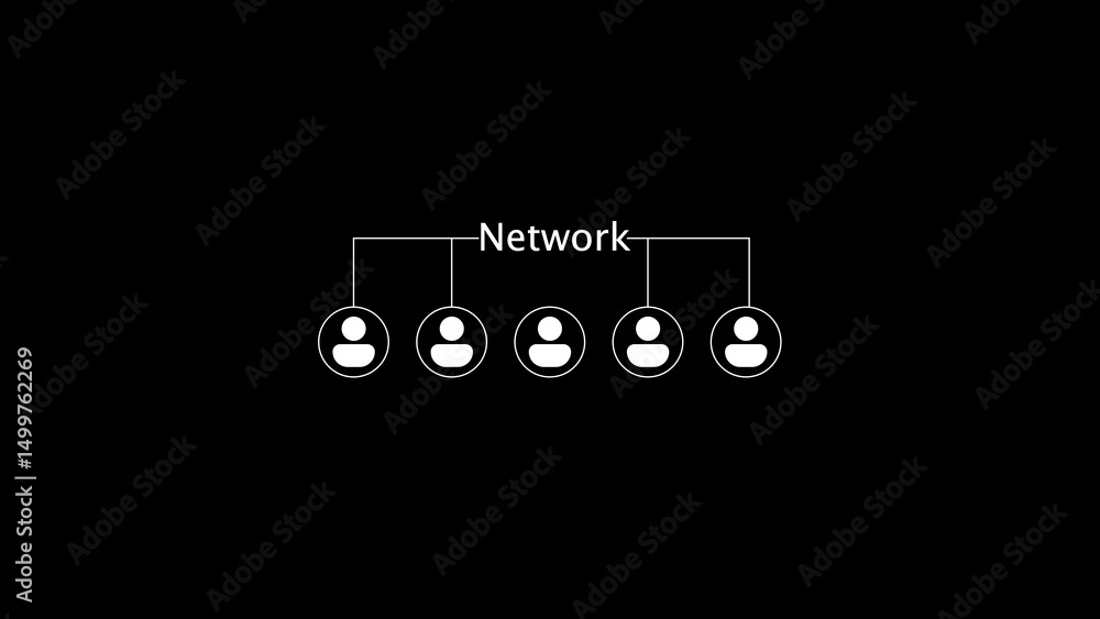 Poster conceptual representation of a network illustrating interconnected individuals or users ideal for bu