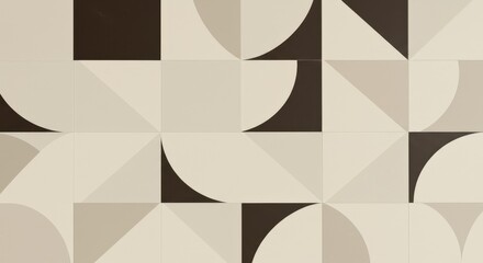 Abstract Geometric Pattern Beige and Brown Mid-Century Modern Design