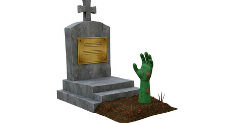 Isolated Zombie Hand Emerging from Grave
