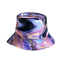 Trendy Bucket Hat with a Futuristic Digital Inspire Isolated on Transparent Background