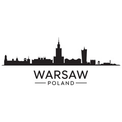 Warsaw skyline horizontal banner. Black Warsaw, Poland. Vector template for your design. Vector black silhouette. with white background © firoz
