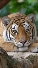 Obraz premium Intense tiger gaze resting powerfully forward