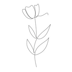 Modern tulip-inspired one line flower with sharp leaves. A clean botanical design for minimalist tattoos, prints, or branding.