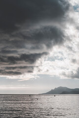 Obraz premium approaching storm over the mediterranean sea on the beach of cannes