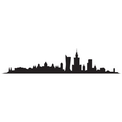 Warsaw skyline horizontal banner. Black Warsaw, Poland. Vector template for your design. Vector black silhouette. with white background