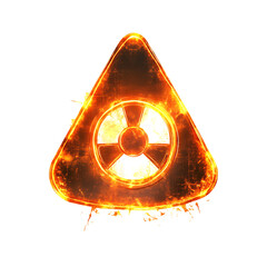 A Glowing Radioactive Arrow with Hazard Symbols Isolated on Transparent Background
