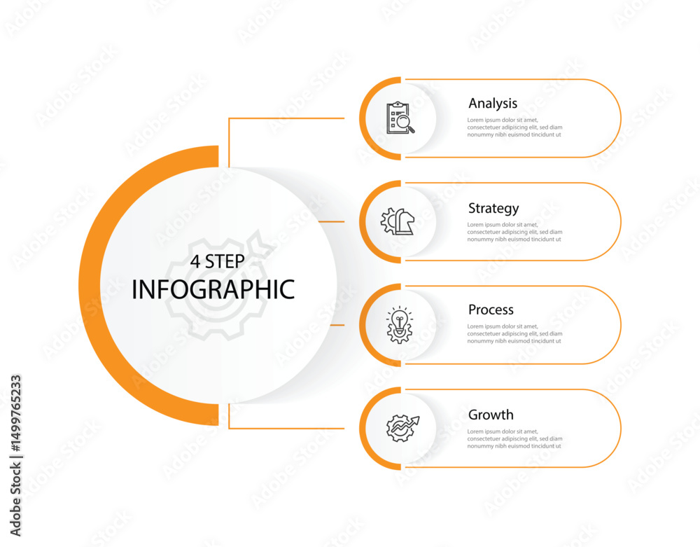 Poster vector 4 step diagram infographic. banner template information. workflow graphic. presentation layou