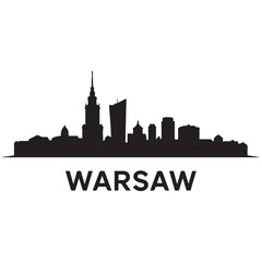 Warsaw skyline horizontal banner. Black Warsaw, Poland. Vector template for your design. Vector black silhouette. with white background © firoz