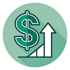 Obraz premium A dollar sign icon with an upward arrow representing salary increase. it is very essential for people.