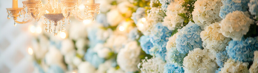 Beautiful floral arrangement with soft blue and white hues, perfect for celebrations.