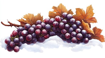 Obraz premium Winter grapes, frosted, on snow