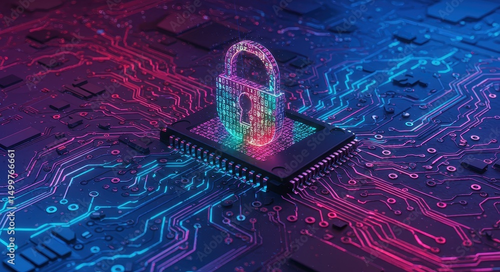 Poster cybersecurity protecting digital assets with advanced encryption