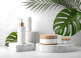 White cosmetic packaging mockup isolated on white background