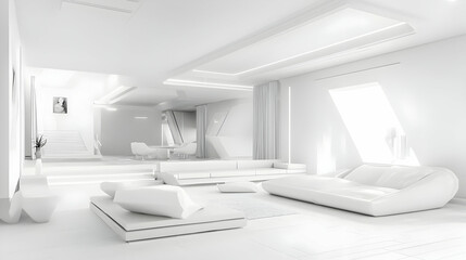 Fototapeta premium Modern White Interior Living Room Design