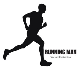 Active running man silhouette, vector illustration
