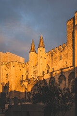 sunset over the avignon papal on a winter afternoon