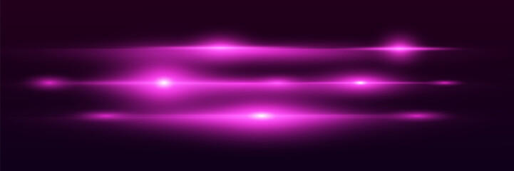 Purple glowing neon lines. Light effect. Horizontal speed of light. Vector. EPS 10.