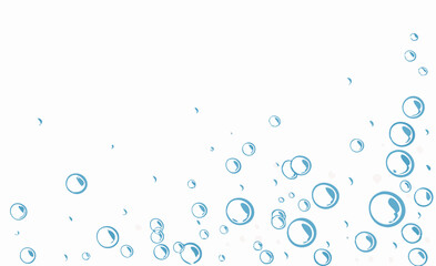 Blue Bubbles Floating on White Background - Abstract Illustration