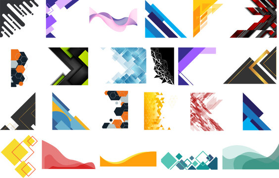 Abstract corner design: A collection of colorful and geometric abstract corner designs perfect for adding a modern and eye-catching touch to various creative projects. 