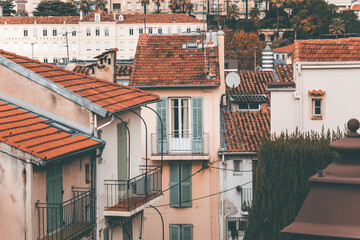 little houses and rooftops detail in he old town of cannes
