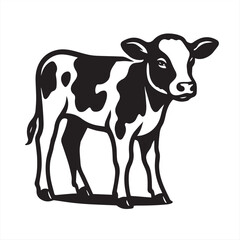 black and white cow vector