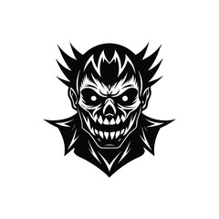 Obraz premium Flat and Minimal Halloween face mascot icon vector illustration isolated on white background