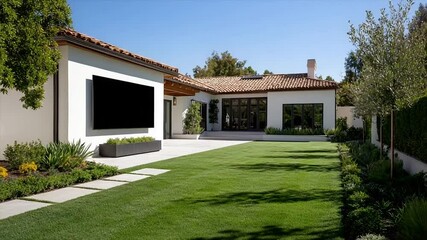 Luxury Home Backyard Oasis:  Modern Design Meets Tranquil Landscaping