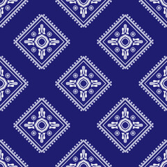 Geometric Diamond Pattern in Indigo Blue
