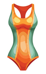 orange green swimsuit swimming