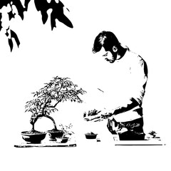 man with plant leaves