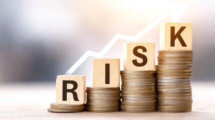 Financial Risk Assessment and Growth - Stacks of coins represent financial investment, risk