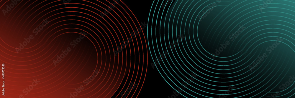 Poster abstract futuristic technology lines background with red and green light effect. gradient circle lin