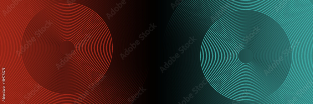 Poster abstract futuristic technology lines background with red and green light effect. gradient circle lin