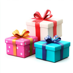 Obraz premium Colorful gift boxes with decorative ribbons ready for special celebrations.
