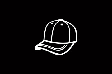 Fototapeta premium Black and white cap vector with minimal shape and clean look and clear background