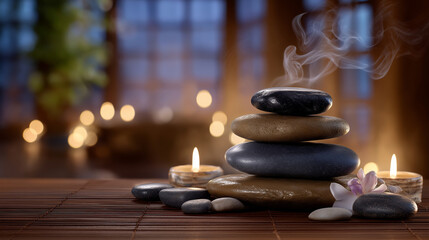 Hot stone massage in a tranquil spa environment