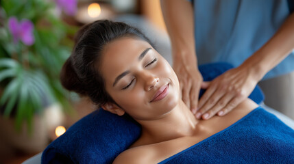 Woman enjoying a traditional Thai massage in a wellness center