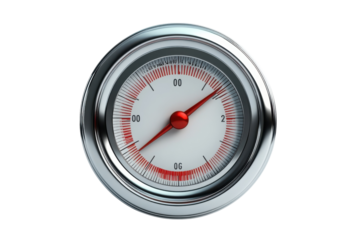 A precise mechanical gauge indicating progress reflecting industrial confidence and focus in a on transparent background