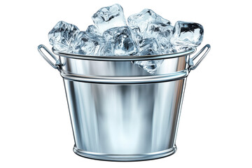 A refreshing bucket of glittering ice cubes promising cool drinks and relief from the heat on transparent background