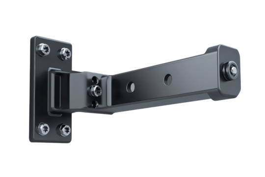 A robust metallic bracket a symbol of unwavering support and reliable construction detailed on transparent background